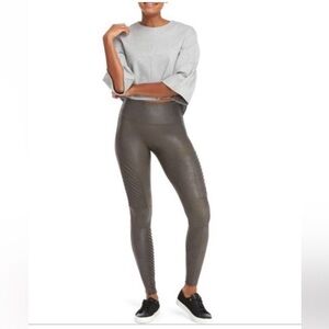 SPANX gray silver Faux Leather Moto Leggings Women’s
